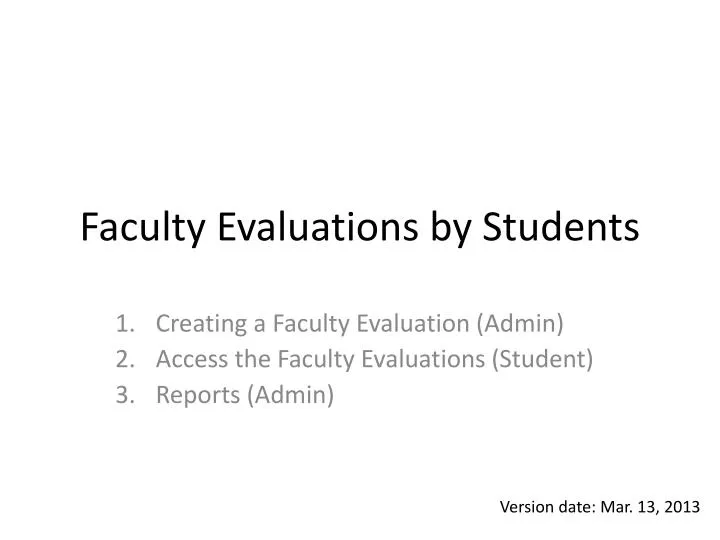 faculty evaluations by students