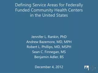 Defining Service Areas for Federally Funded Community Health Centers in the United States