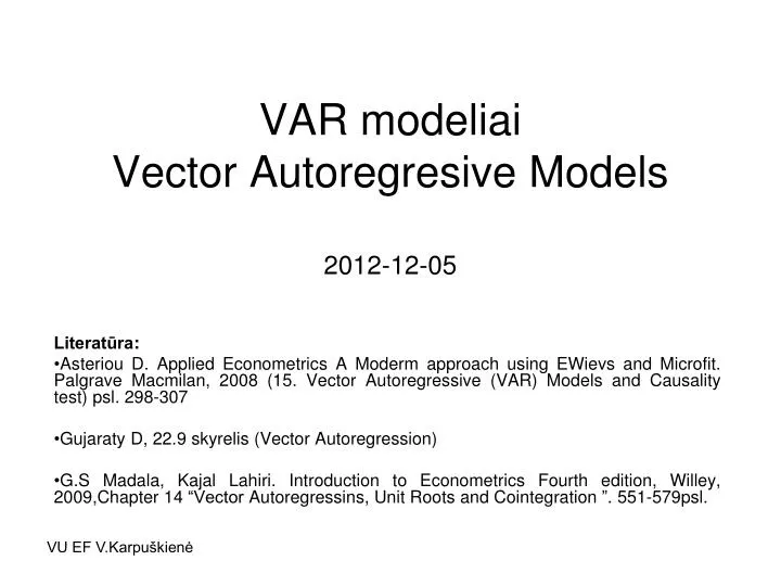 var modeliai vector autoregresive models 201 2 12 0 5
