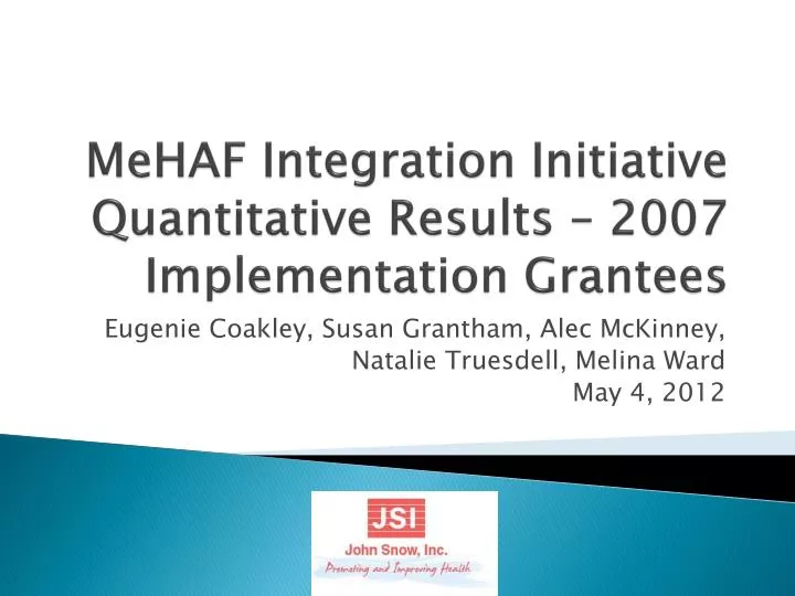 mehaf integration initiative quantitative results 2007 implementation grantees