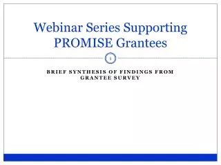 Webinar Series Supporting PROMISE Grantees