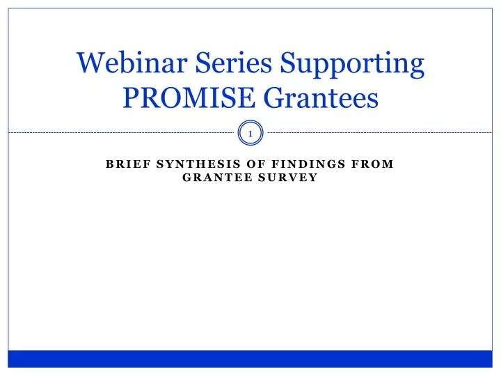 webinar series supporting promise grantees
