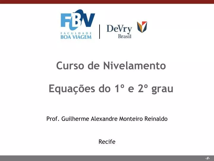 curso de nivelamento equa es do 1 e 2 grau