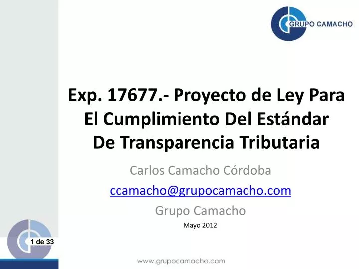 exp 17677 proyecto de ley para el cumplimiento del est ndar de transparencia tributaria