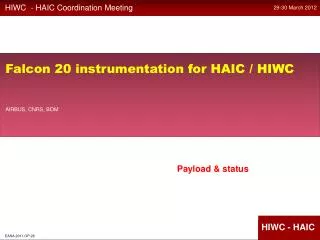 HIWC - HAIC Coordination Meeting