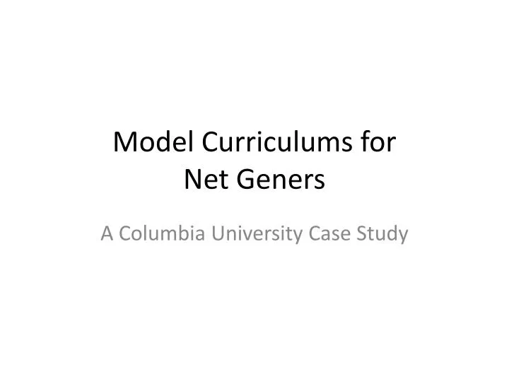 model curriculums for net geners