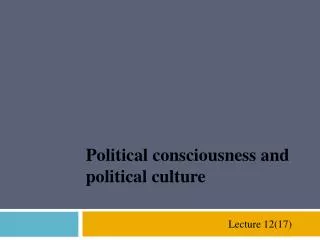 Political consciousness and political culture