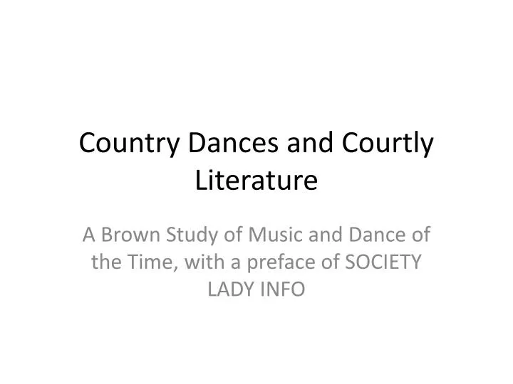 country dances and courtly literature