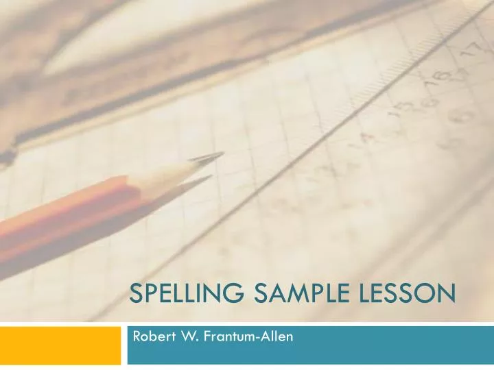spelling sample lesson