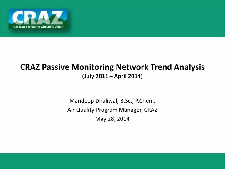 craz passive monitoring network trend analysis july 2011 april 2014