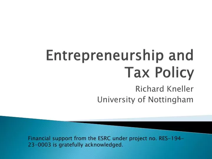 entrepreneurship and tax policy