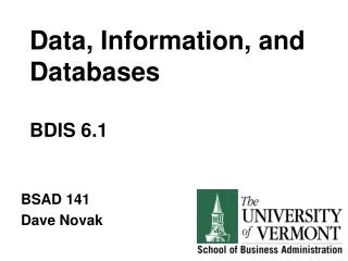 Data, Information, and Databases BDIS 6.1