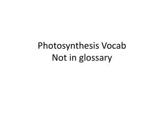 Photosynthesis Vocab Not in glossary