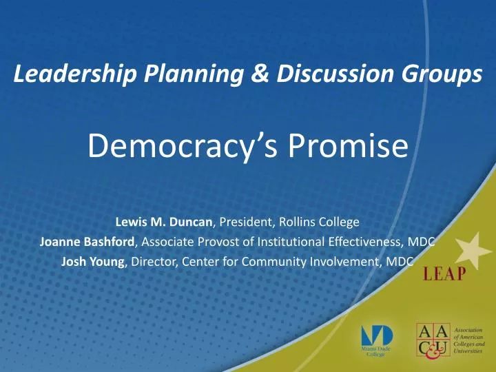 leadership planning discussion groups democracy s promise