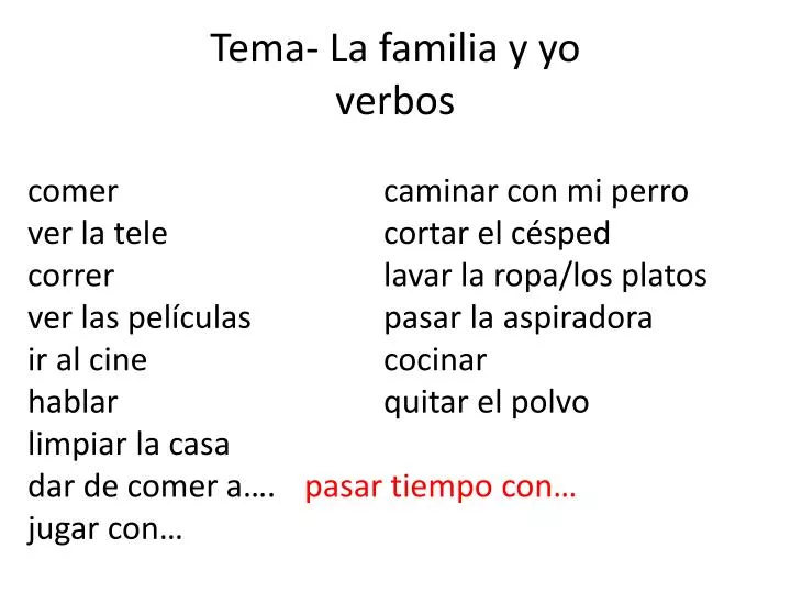 tema la familia y yo verbos