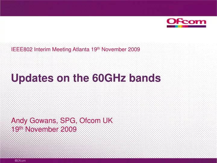 updates on the 60ghz bands