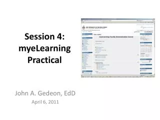 Session 4: myeLearning Practical