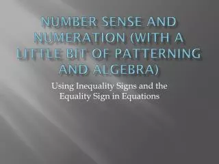 Number sense and numeration (with a little bit of patterning and algebra)