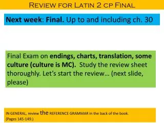 Review for Latin 2 cp Final