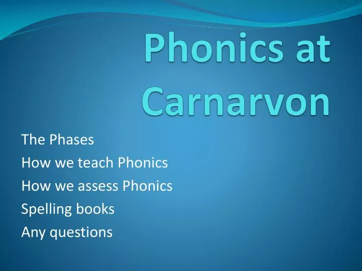 phonics at carnarvon