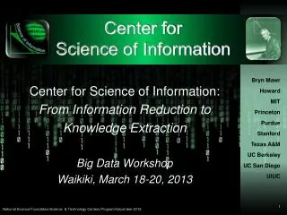 Center for Science of Information