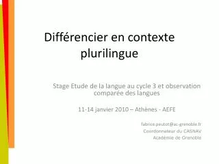 diff rencier en contexte plurilingue