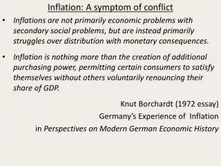 Inflation: A symptom of conflict