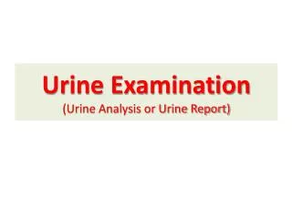 Urine Examination (Urine Analysis or Urine Report)