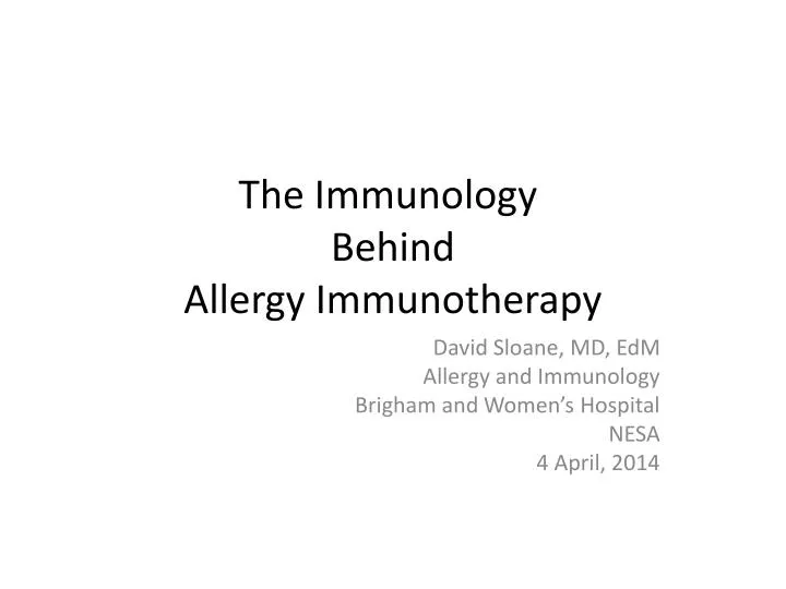 the immunology behind allergy immunotherapy