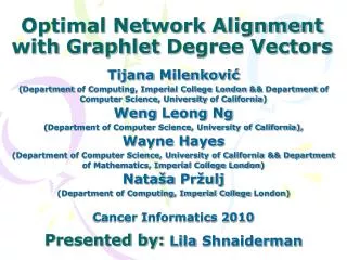 Optimal Network Alignment with Graphlet Degree Vectors