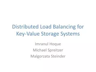 Distributed Load Balancing for Key-Value Storage Systems