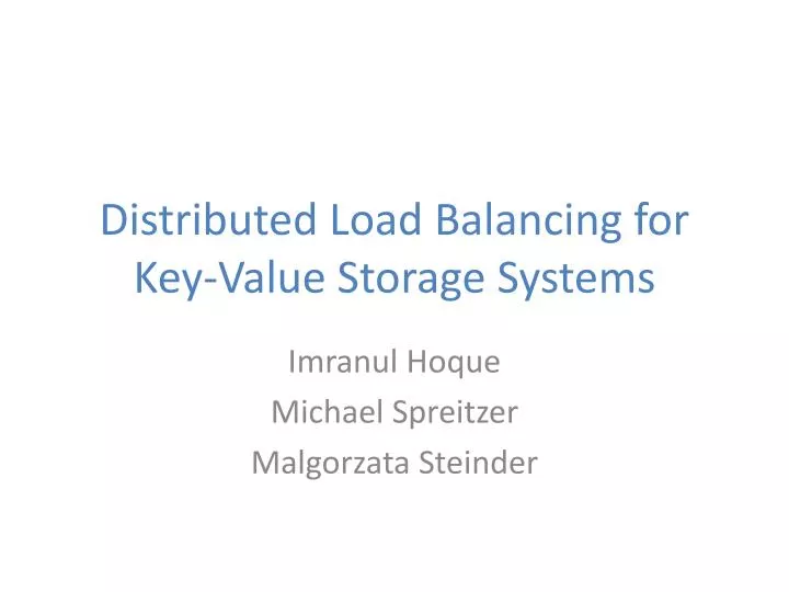 distributed load balancing for key value storage systems