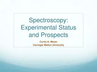 Spectroscopy: Experimental Status and Prospects