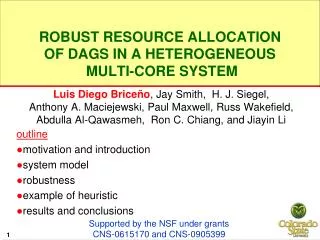 Robust Resource Allocation of DAGs in a Heterogeneous Multi-core System