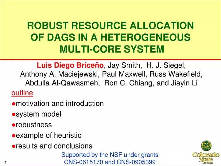 robust resource allocation of dags in a heterogeneous multi core system