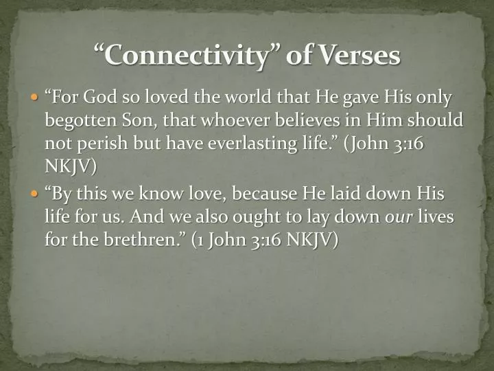 connectivity of verses