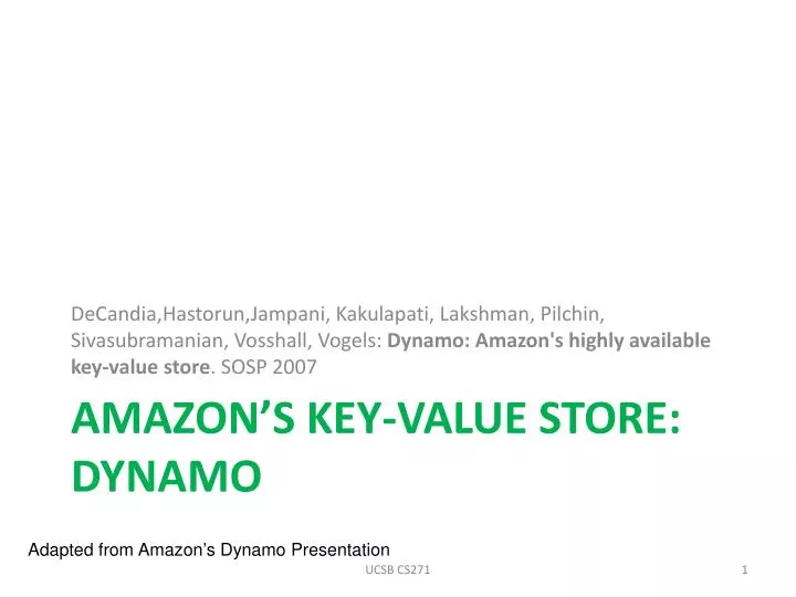 amazon s key value store dynamo