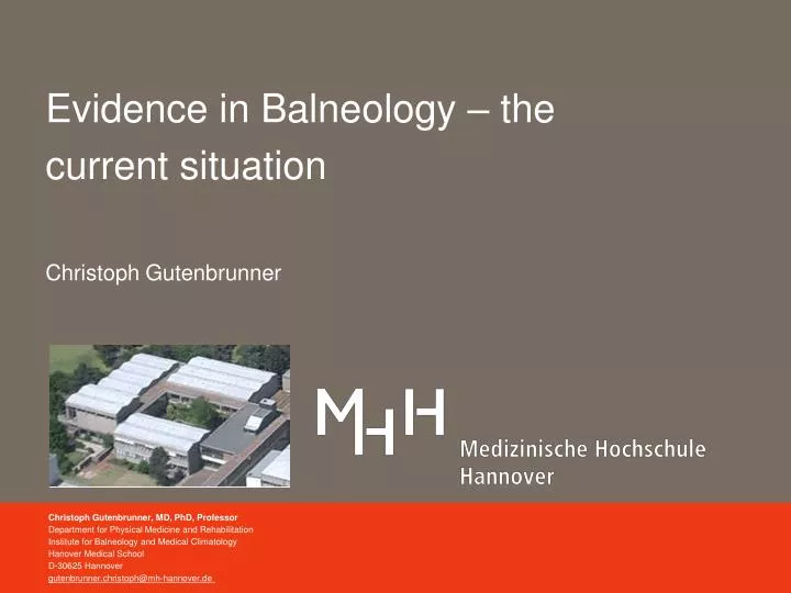 evidence in balneology the current situation christoph gutenbrunner