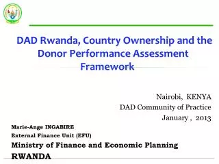 DAD Rwanda, Country Ownership and the Donor Performance Assessment Framework