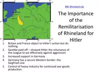 The Importance of the Remilitarisation of Rhineland for Hitler