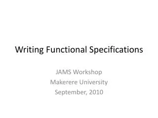 Writing Functional Specifications