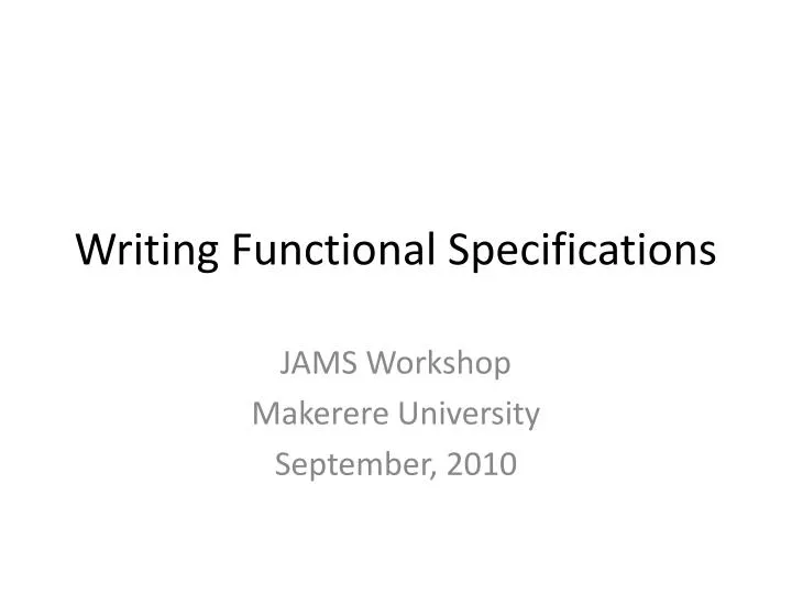 writing functional specifications