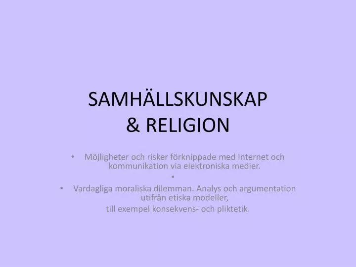 samh llskunskap religion