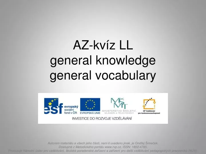 az kv z ll general knowledge general vocabulary