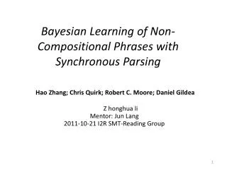 Bayesian Learning of Non-Compositional Phrases with Synchronous Parsing