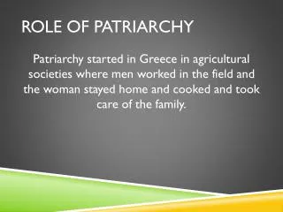 Role of Patriarchy