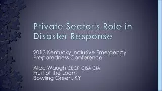 Private Sector's Role in Disaster Response