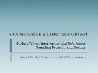 Surface Water, Inter-Armor and Sub-Armor Sampling Program and Results