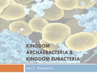 Kingdom Archaebacteria &amp; Kingdom Eubacteria