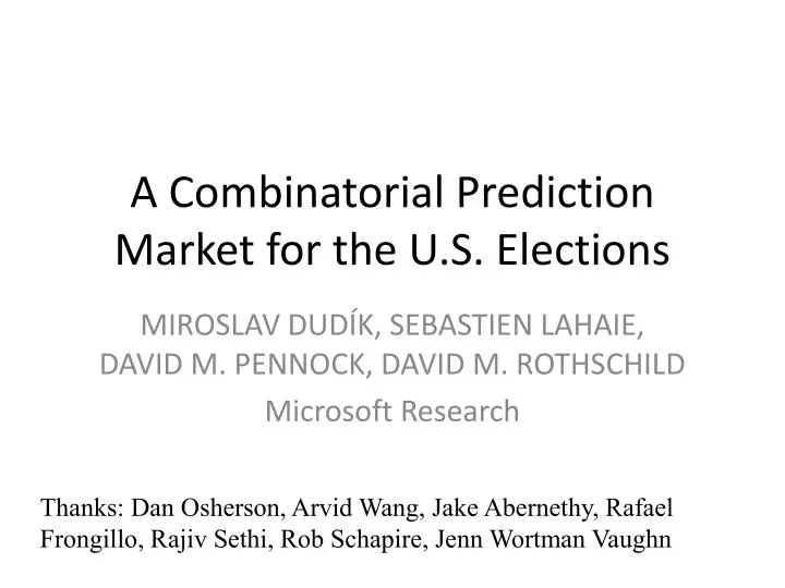a combinatorial prediction market for the u s elections